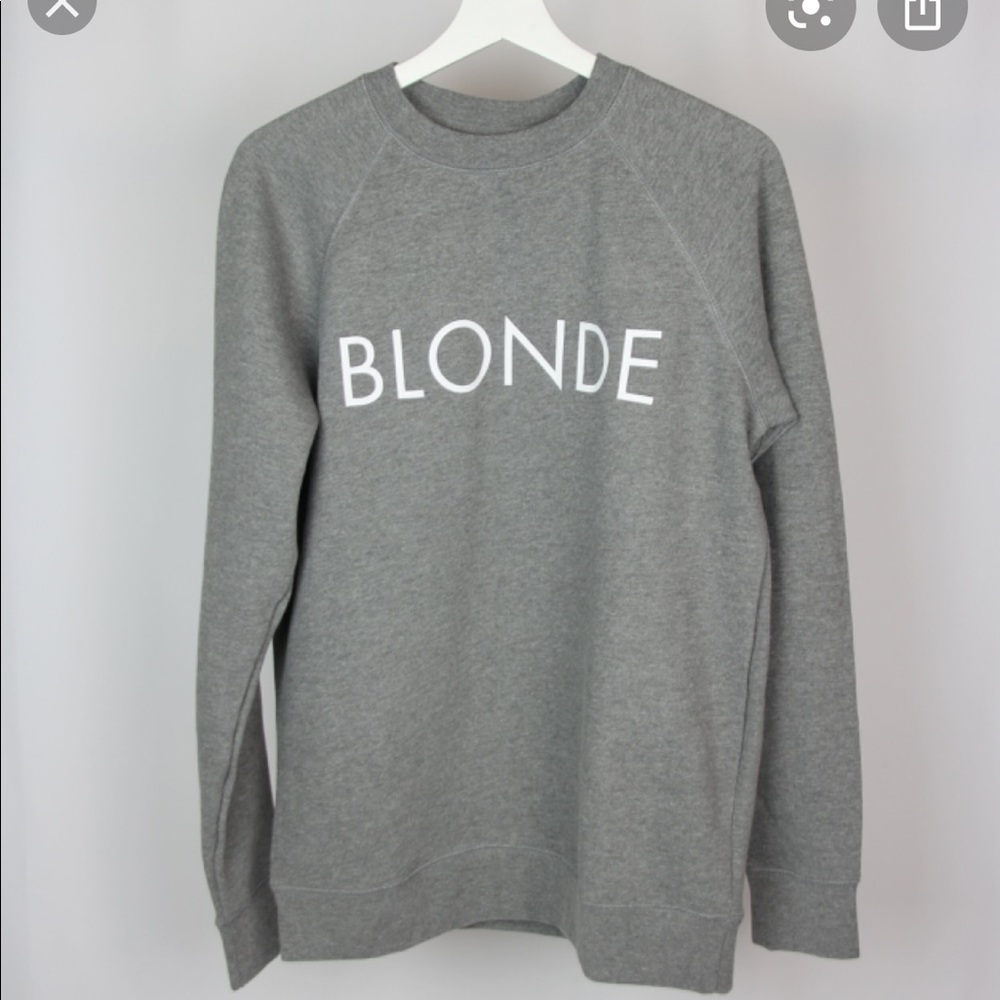 BRUNETTE THE LABEL “BLONDE” heather grey crewneck